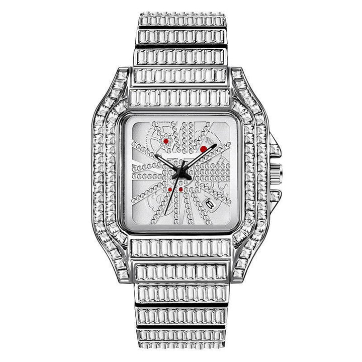 Hip Hop Full Diamond Large Dial Men's Quartz Watch - Trendha