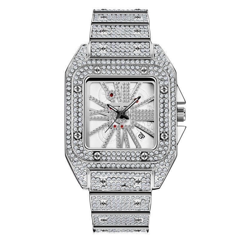 Hip Hop Full Diamond Large Dial Men's Quartz Watch - Trendha