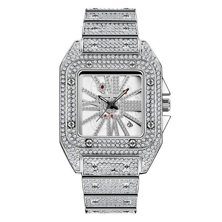 Hip Hop Full Diamond Large Dial Men's Quartz Watch - Trendha