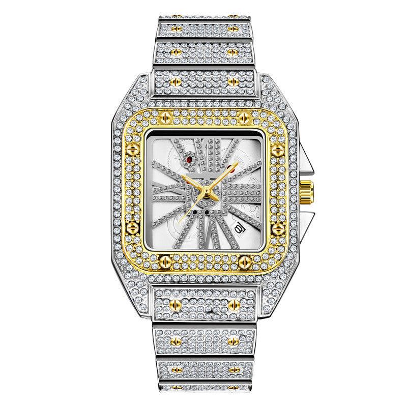 Hip Hop Full Diamond Large Dial Men's Quartz Watch - Trendha