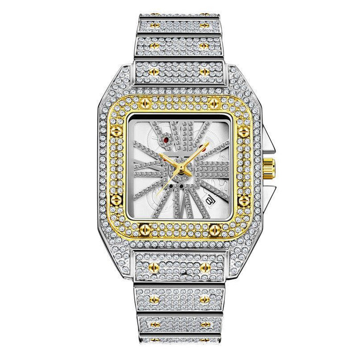 Hip Hop Full Diamond Large Dial Men's Quartz Watch - Trendha