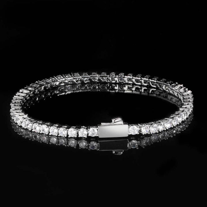 Hip Hop Spring Buckle Single Row Tennis Chain Bracelet - Trendha