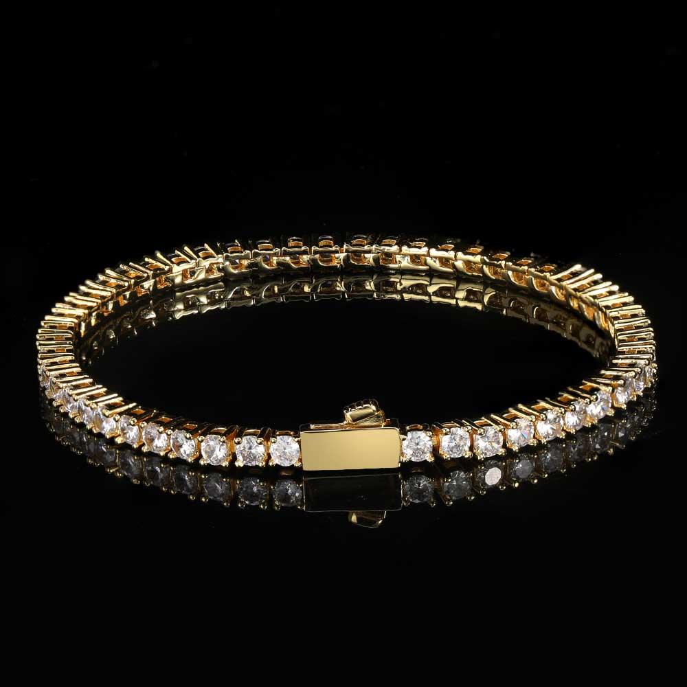 Hip Hop Spring Buckle Single Row Tennis Chain Bracelet - Trendha