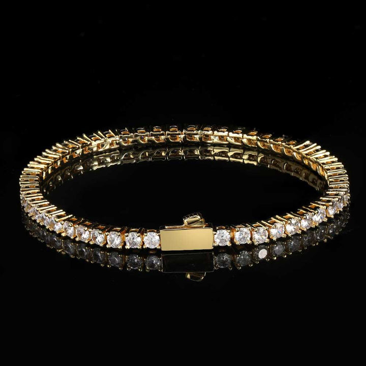 Hip Hop Spring Buckle Single Row Tennis Chain Bracelet - Trendha