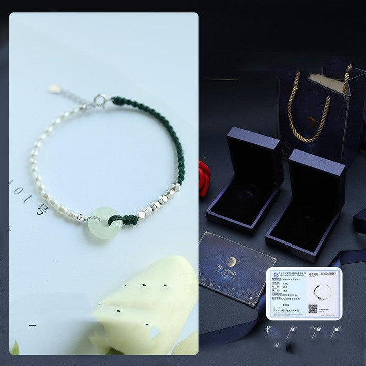 Hotan Jade Sterling Silver Bracelet Girl - Trendha