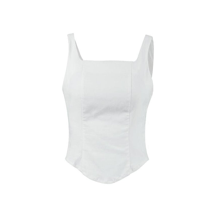 Inner Design White Square-cut Collar Sleeveless Top - Trendha