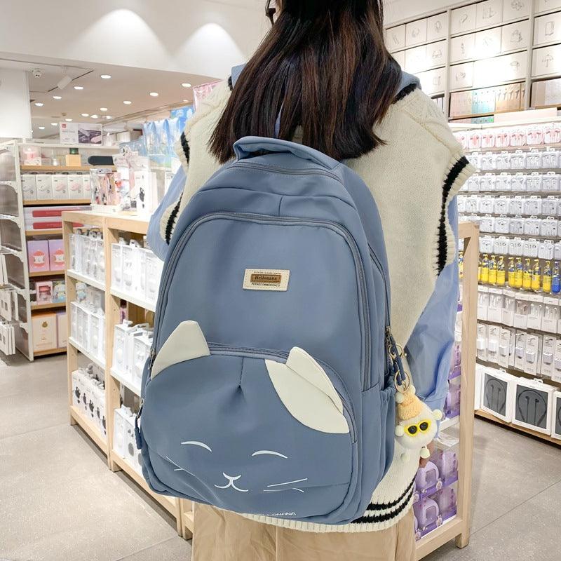 Japanese Cute Cat College Style Large Capacity Schoolbag - Trendha