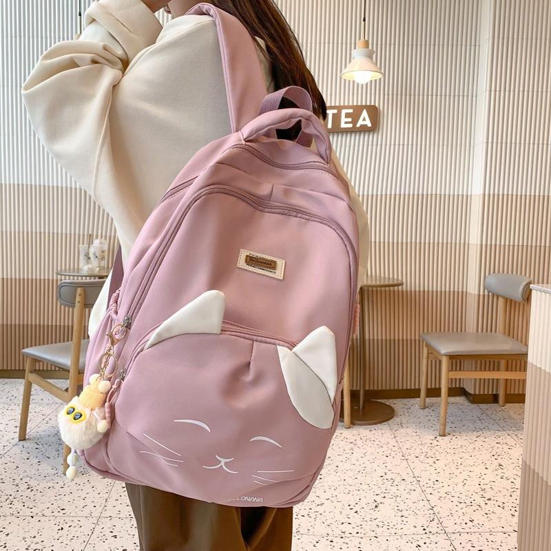 Japanese Cute Cat College Style Large Capacity Schoolbag - Trendha