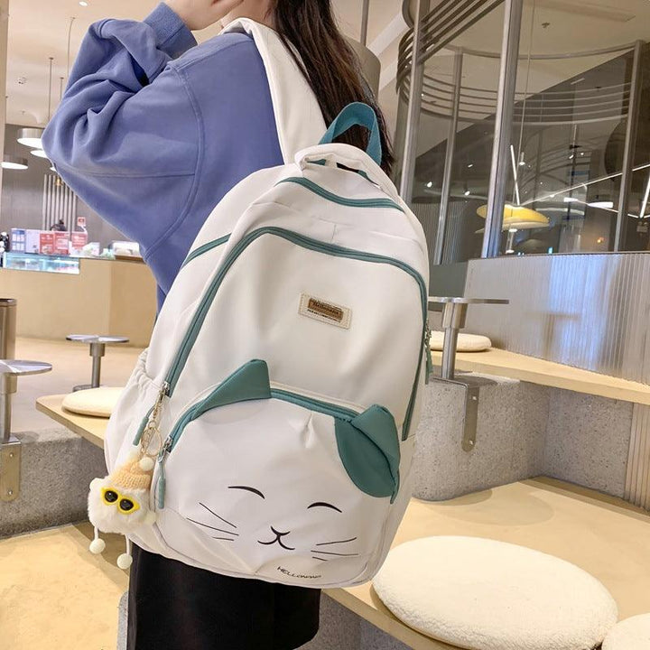 Japanese Cute Cat College Style Large Capacity Schoolbag - Trendha