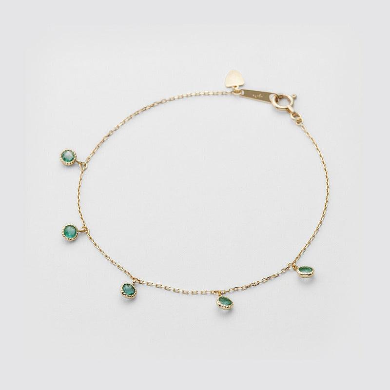 Japanese Retro Luxury S925 Silver Green Olive Bracelet - Trendha