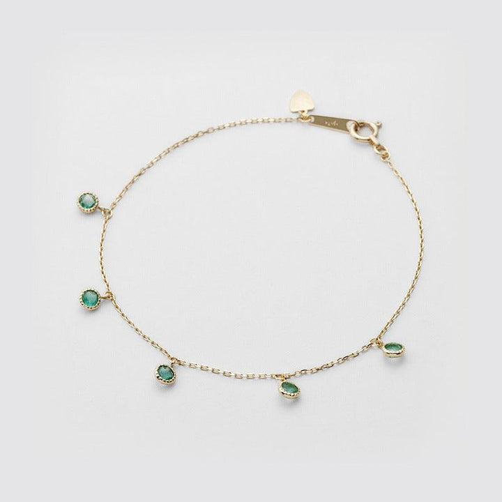 Japanese Retro Luxury S925 Silver Green Olive Bracelet - Trendha