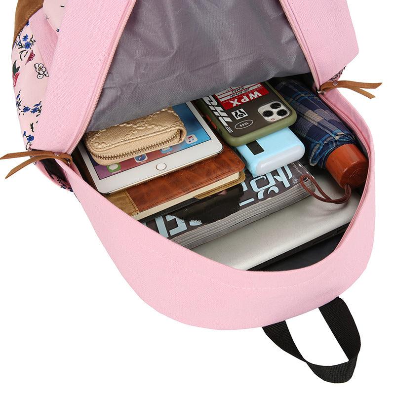 Japanese Style Backpack With Floral Shoulders - Trendha