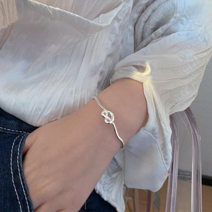 Knotted Heart Wave S925 Sterling Silver Bracelet - Trendha