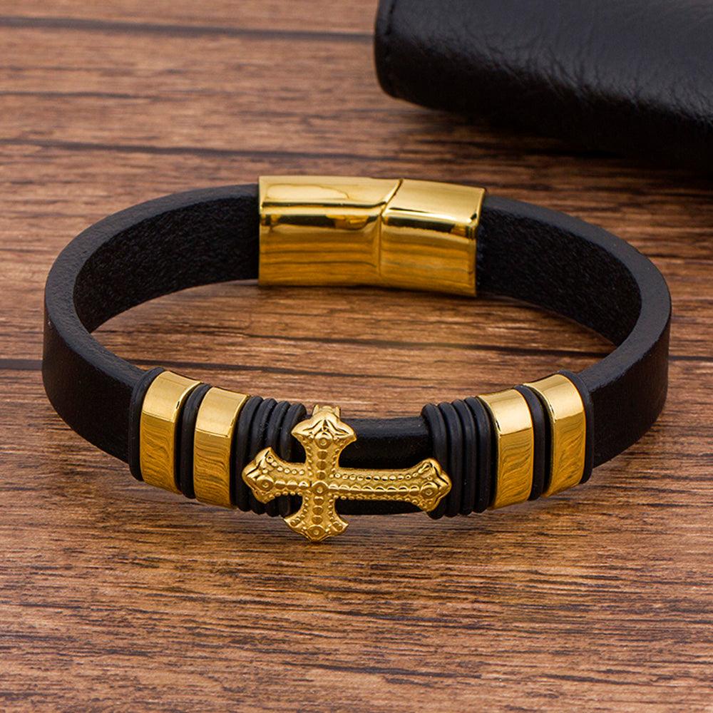 Gold-Tone Cross-Detail Bracelet