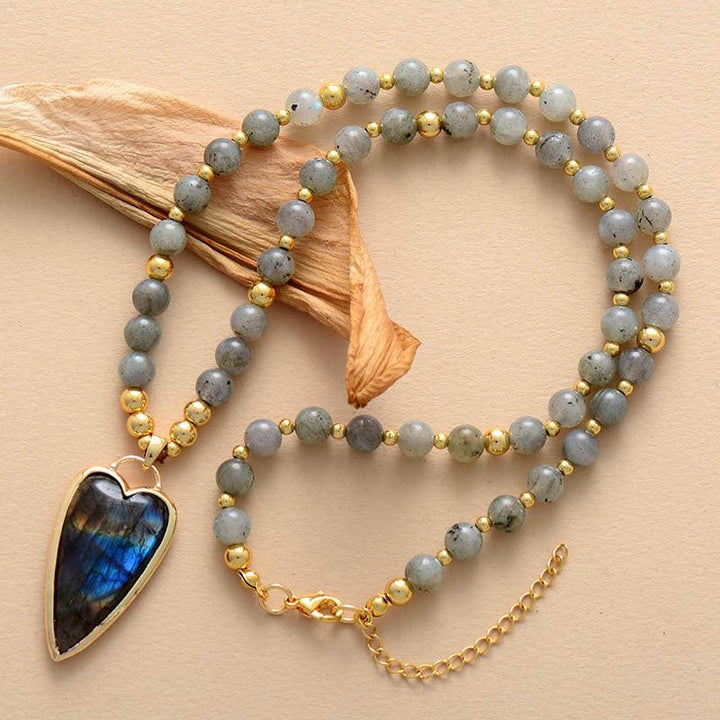 Labradorite Love Pendant Necklace High Quality - Trendha