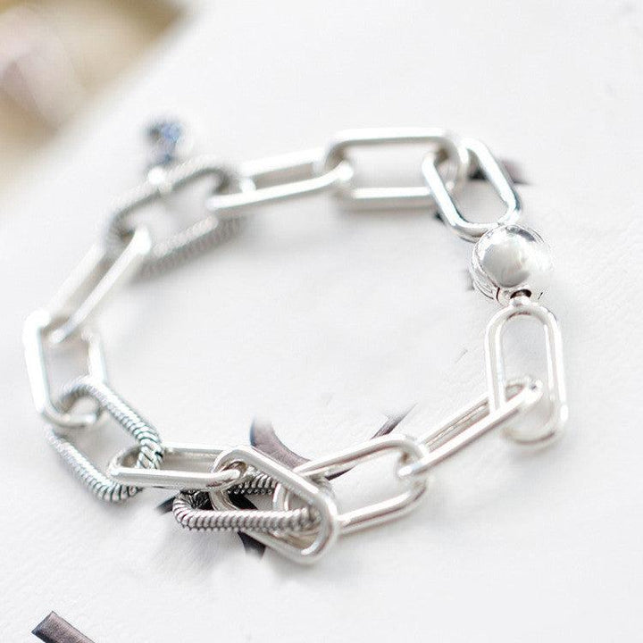 Ladies Fashion Silver Bracelet Tie Interweave Beads - Trendha