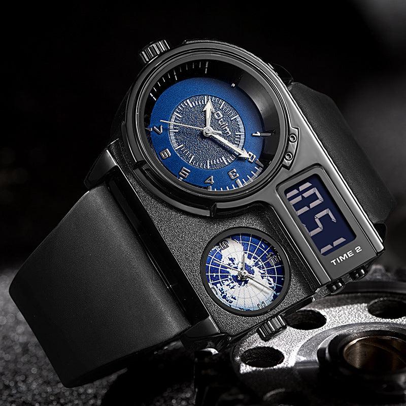 Large Dial Quartz Leather Sports Casual Men's Watch - Trendha