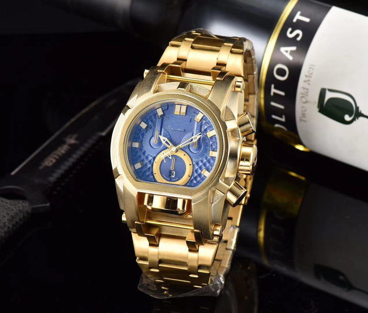 Large Dial Steel Strap Quartz Mens - Trendha