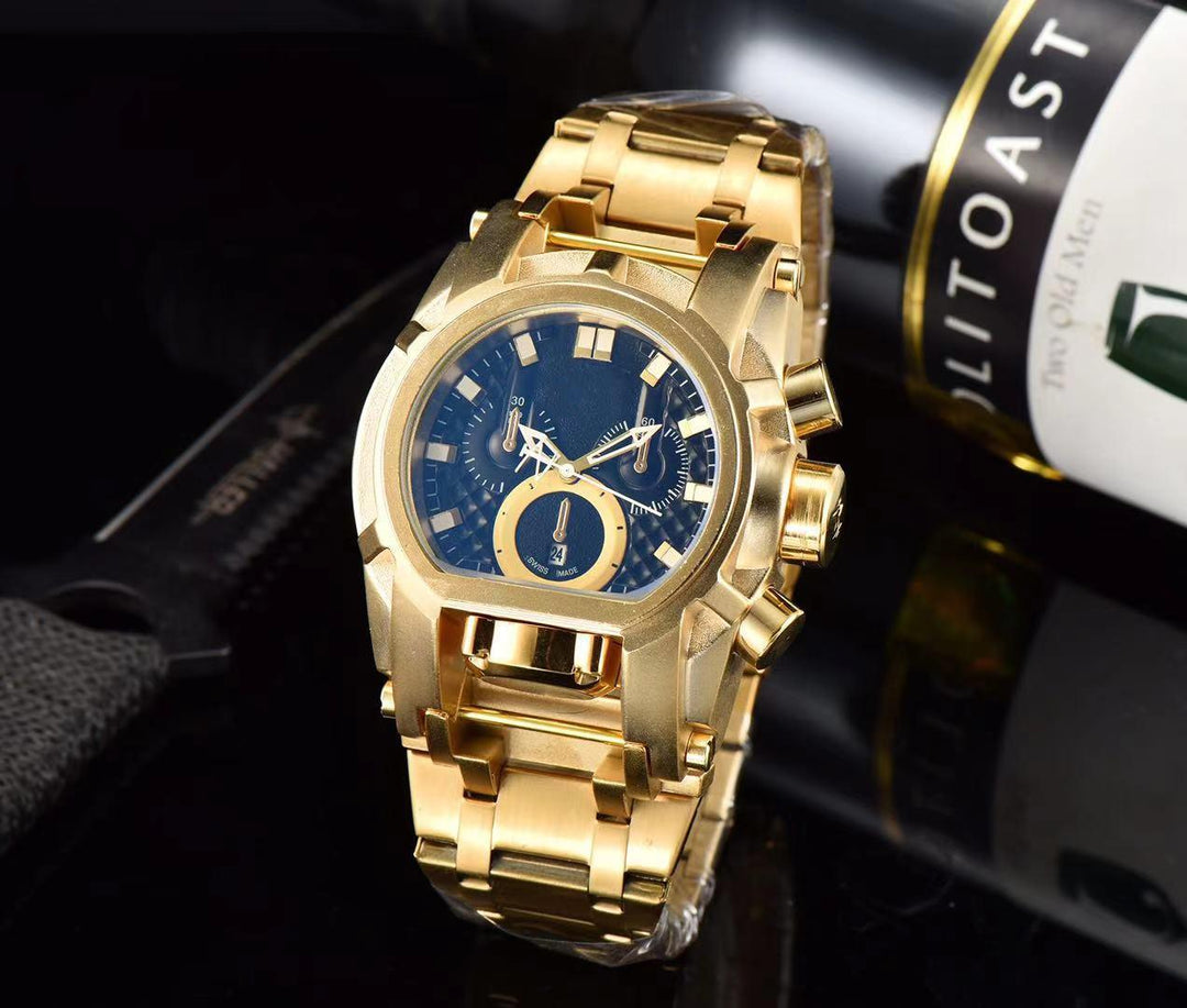Large Dial Steel Strap Quartz Mens - Trendha