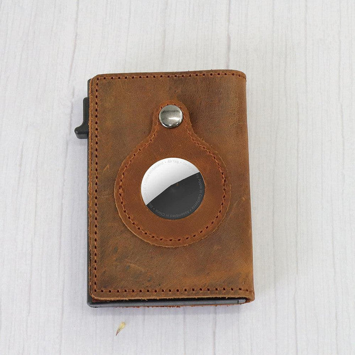 Leather Card Case Automatic Card Wallet Anti Lost - Trendha
