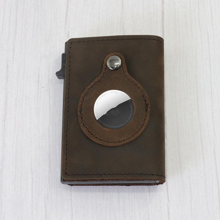 Leather Card Case Automatic Card Wallet Anti Lost - Trendha