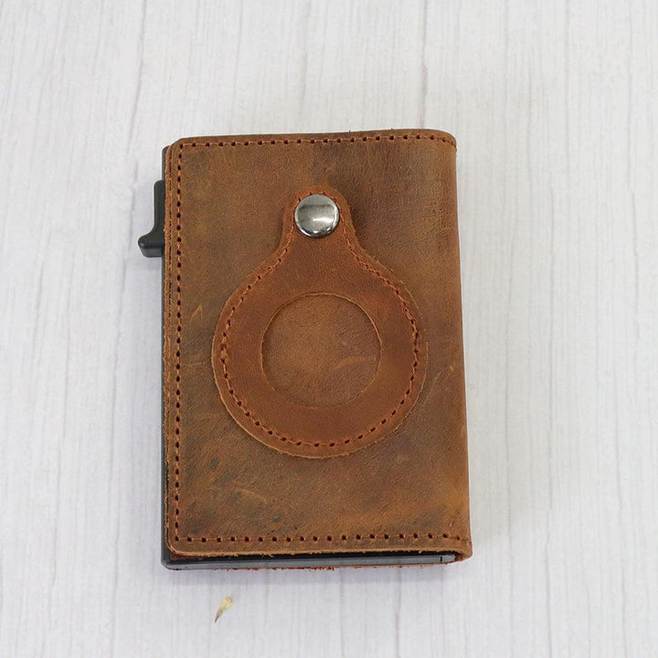 Leather Card Case Automatic Card Wallet Anti Lost - Trendha