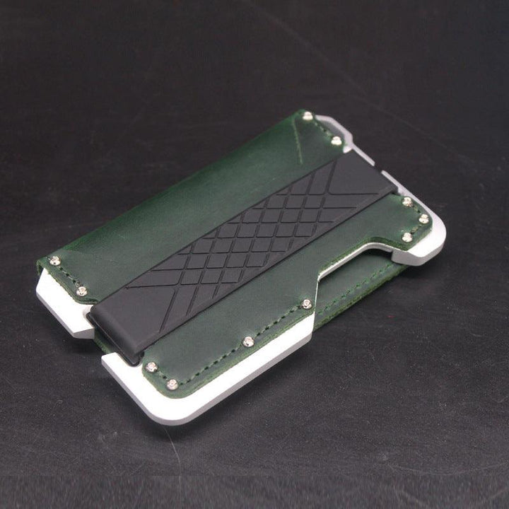 Leather Card Holder Anti-magnetic Metal Aluminum Alloy Wallet - Trendha