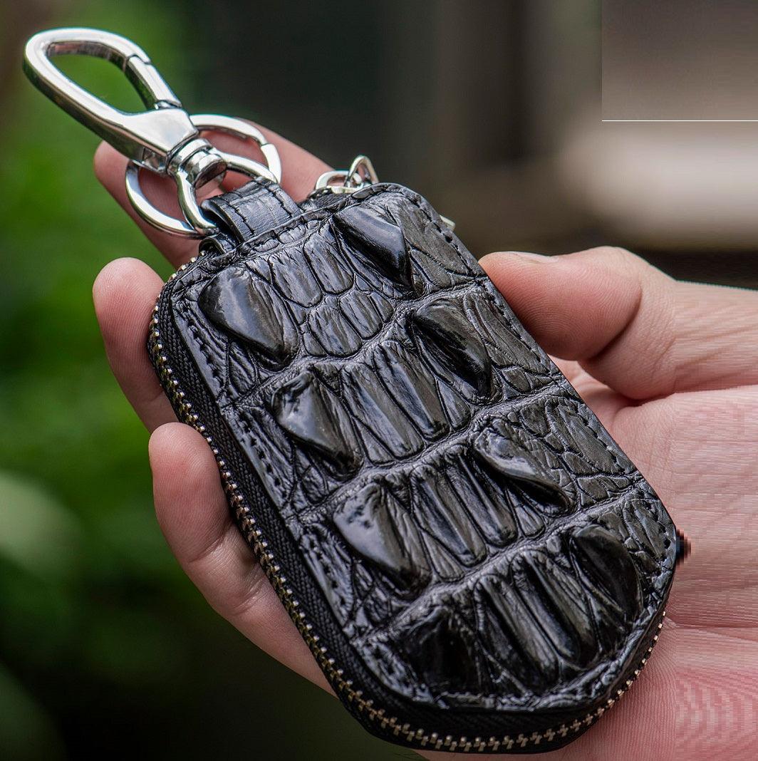 Leather Men's And Women's Zipper Car Key Bag Vertical Card Holder - Trendha