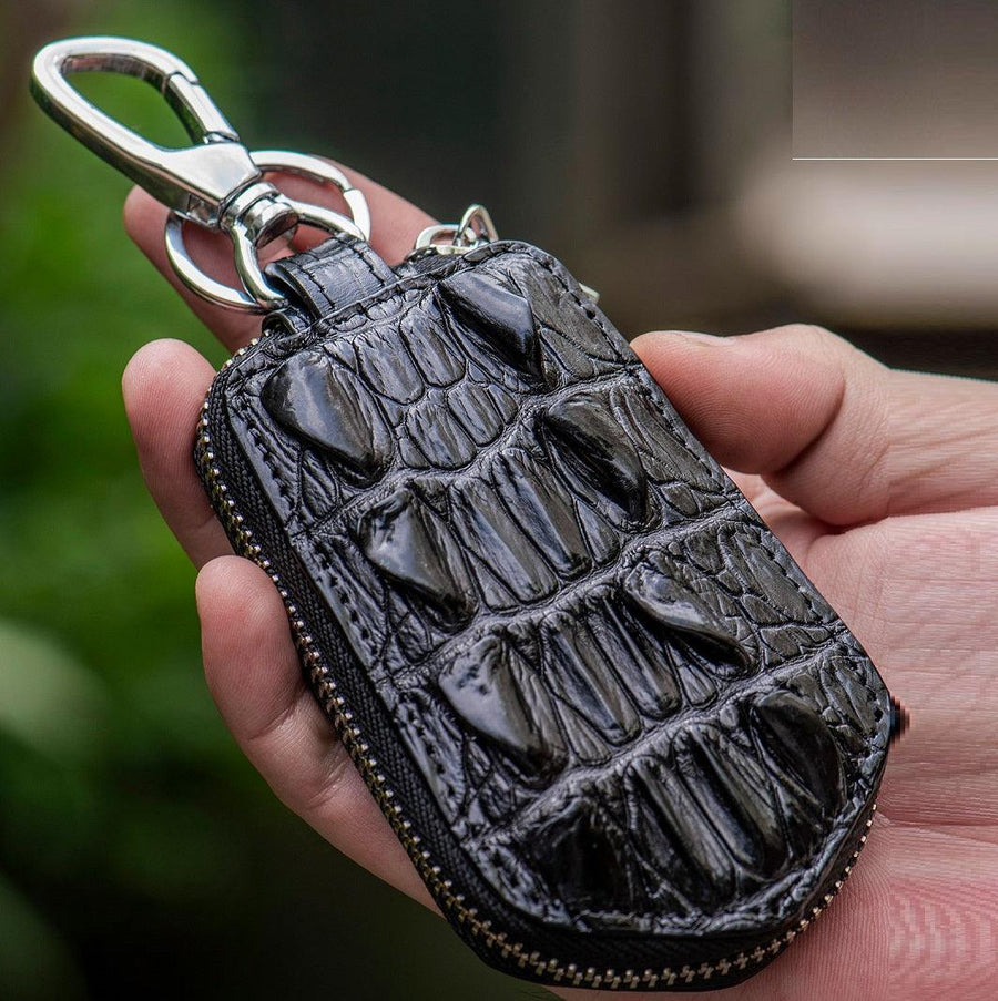 Leather Men's And Women's Zipper Car Key Bag Vertical Card Holder - Trendha