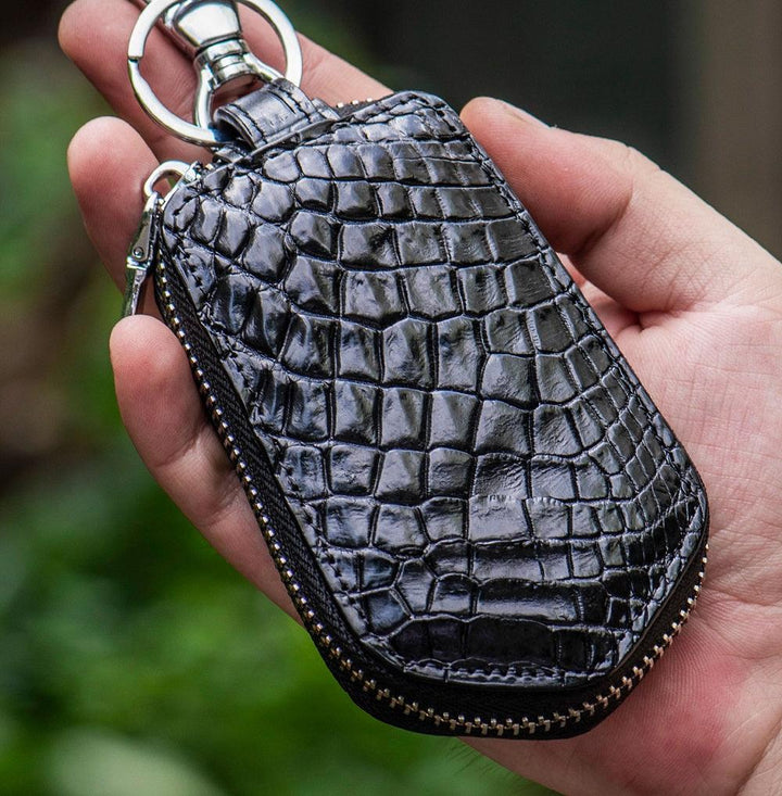 Leather Men's And Women's Zipper Car Key Bag Vertical Card Holder - Trendha