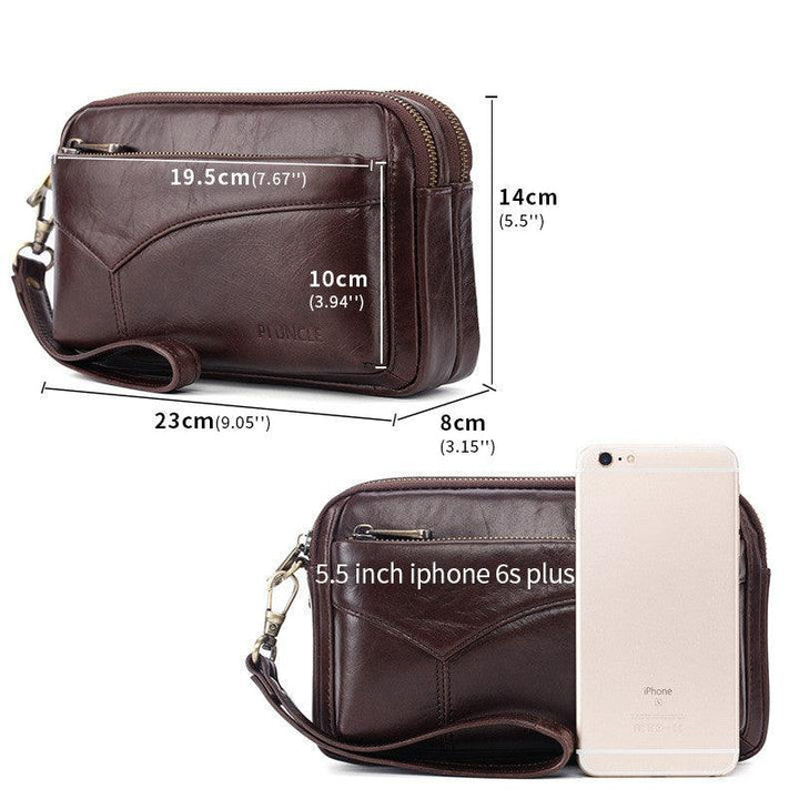 Leather Men's Hand Wallet Multifunctional Handle - Trendha