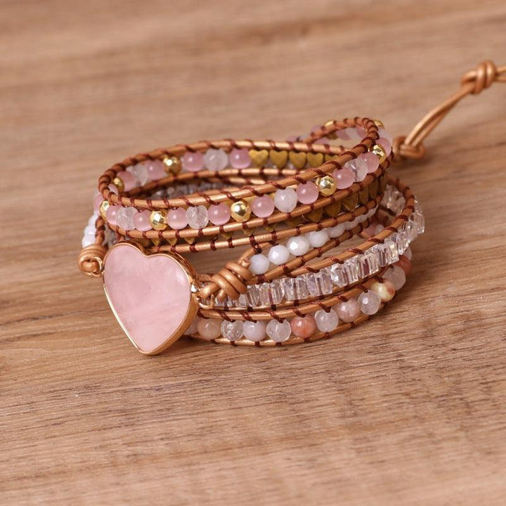 Love Pink Crystal Chip Braided Bracelets Creative Multi-layered Jewelry - Trendha