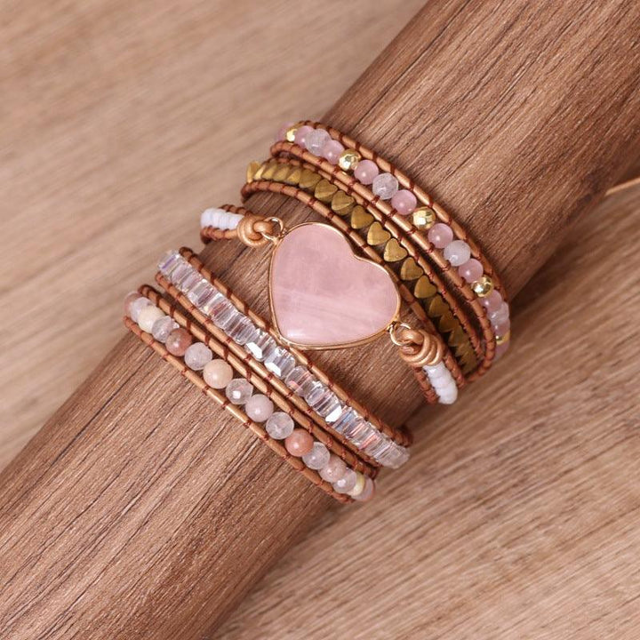 Love Pink Crystal Chip Braided Bracelets Creative Multi-layered Jewelry - Trendha