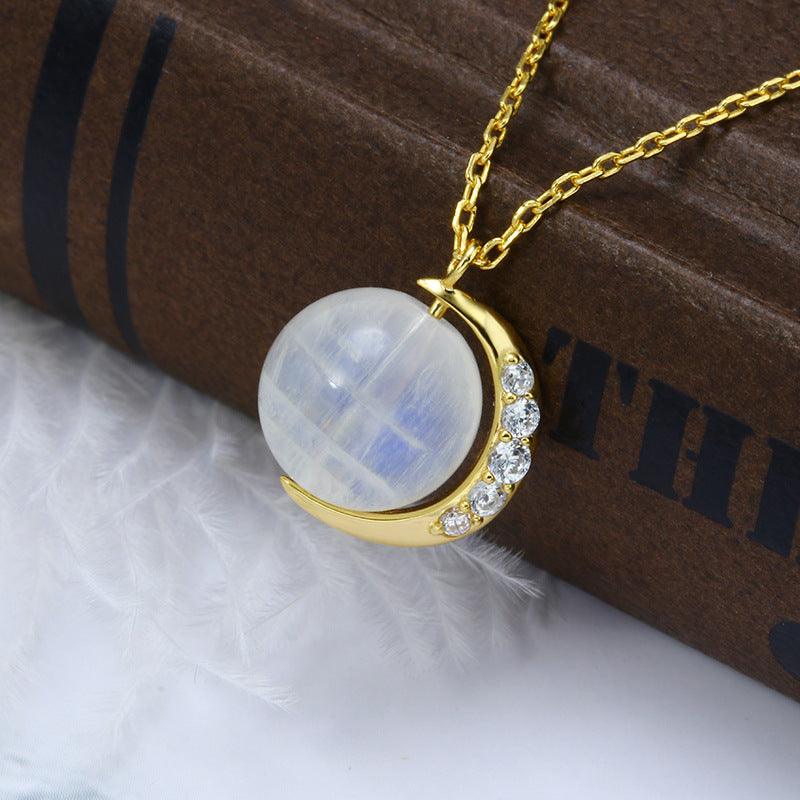 Maiden Moonlight Stone Moon Necklace - Trendha