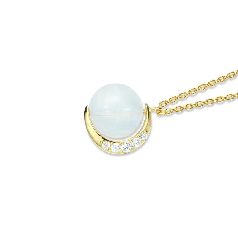 Maiden Moonlight Stone Moon Necklace - Trendha