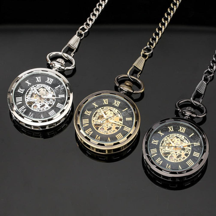 Manual Manipulator Pocket Watch Hollow Movement Roman Literal - Trendha