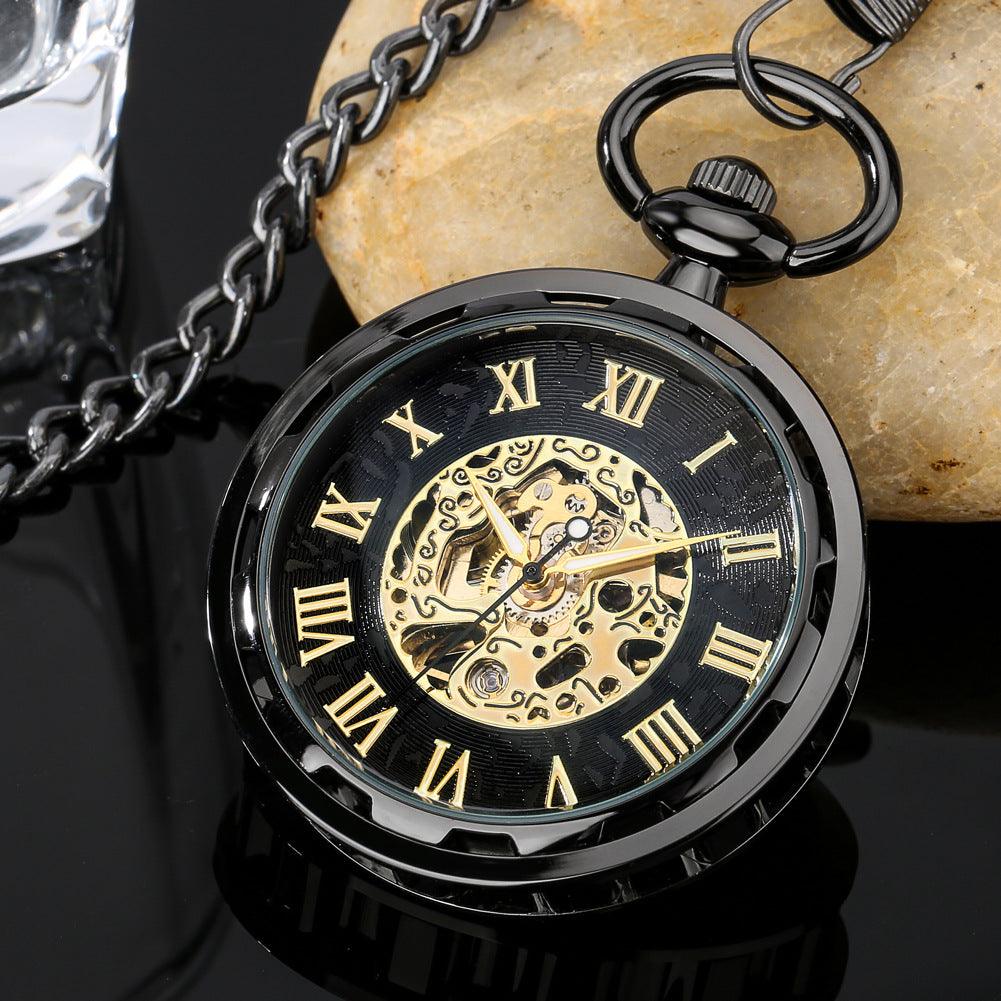 Manual Manipulator Pocket Watch Hollow Movement Roman Literal - Trendha