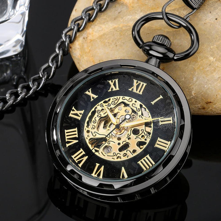 Manual Manipulator Pocket Watch Hollow Movement Roman Literal - Trendha