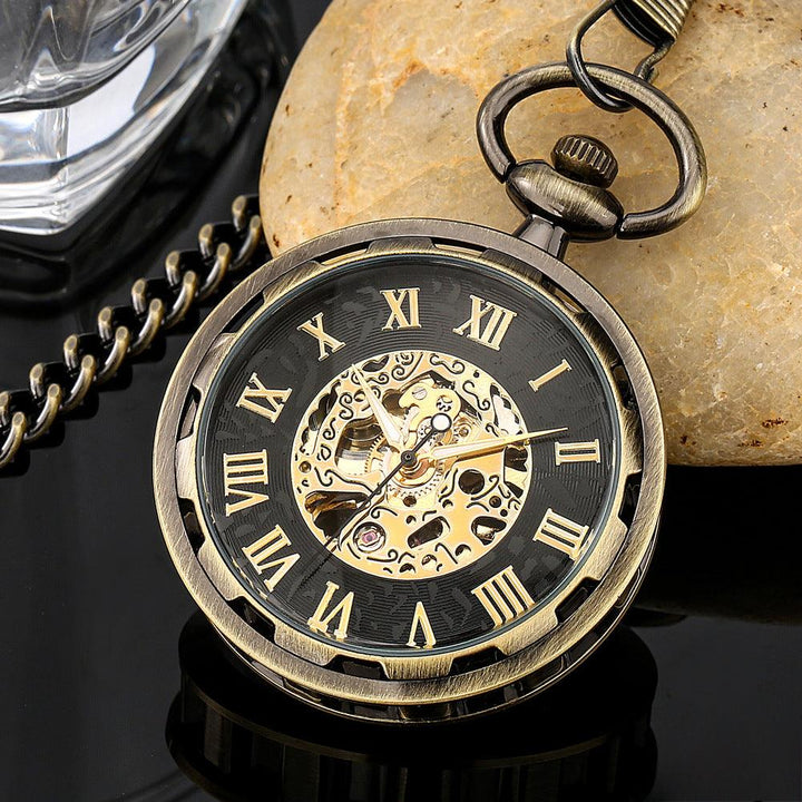 Manual Manipulator Pocket Watch Hollow Movement Roman Literal - Trendha