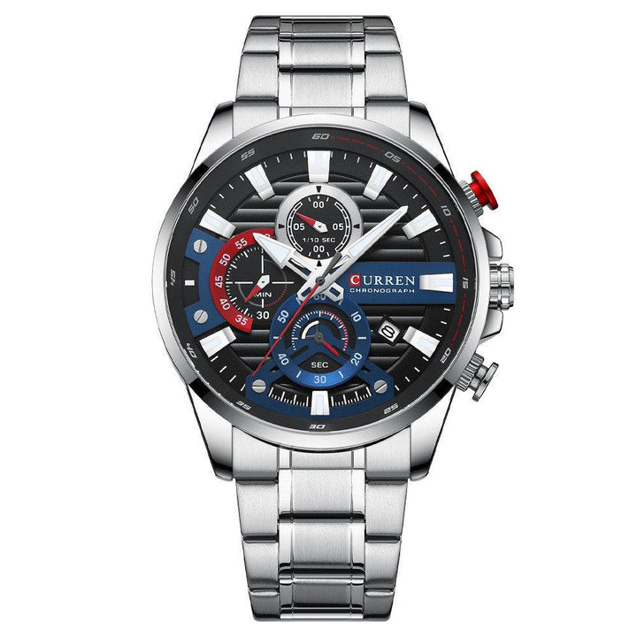 Men's Calendar Watch With Steel Band Six-hand Quartz - Trendha
