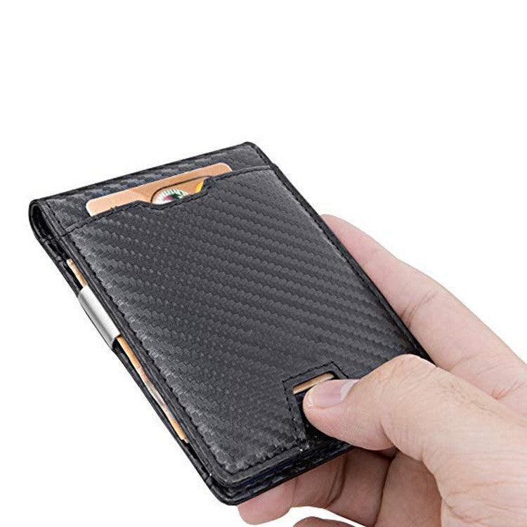 Men's Card Holder Fiber Leather Money Clip Wallet - Trendha