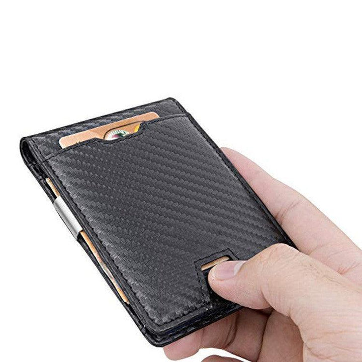 Men's Card Holder Fiber Leather Money Clip Wallet - Trendha