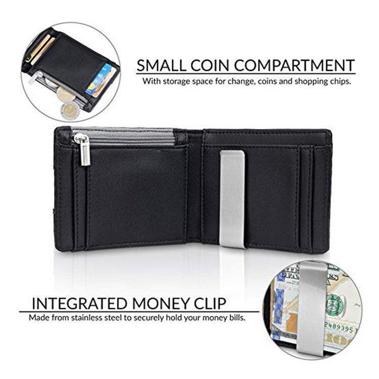 Men's Card Holder Fiber Leather Money Clip Wallet - Trendha