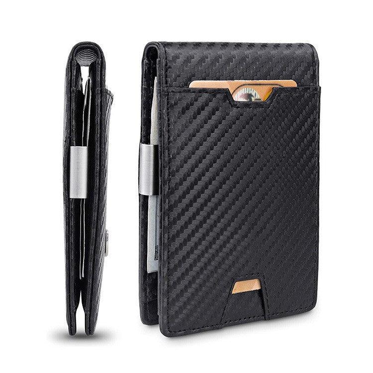 Men's Card Holder Fiber Leather Money Clip Wallet - Trendha