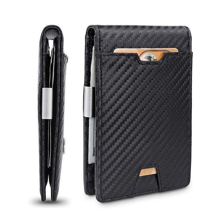 Men's Card Holder Fiber Leather Money Clip Wallet - Trendha