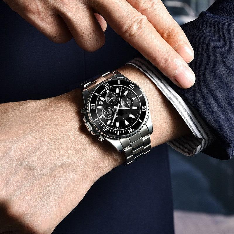 Men's Casual Steel Band Watch With Multifunctional Night Light Waterproof - Trendha