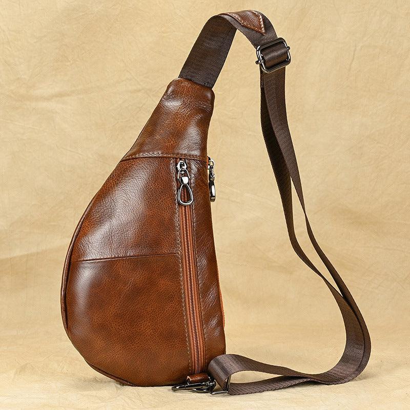 Men's Fashion Chest Bag Genuine Leather Shoulder - Trendha