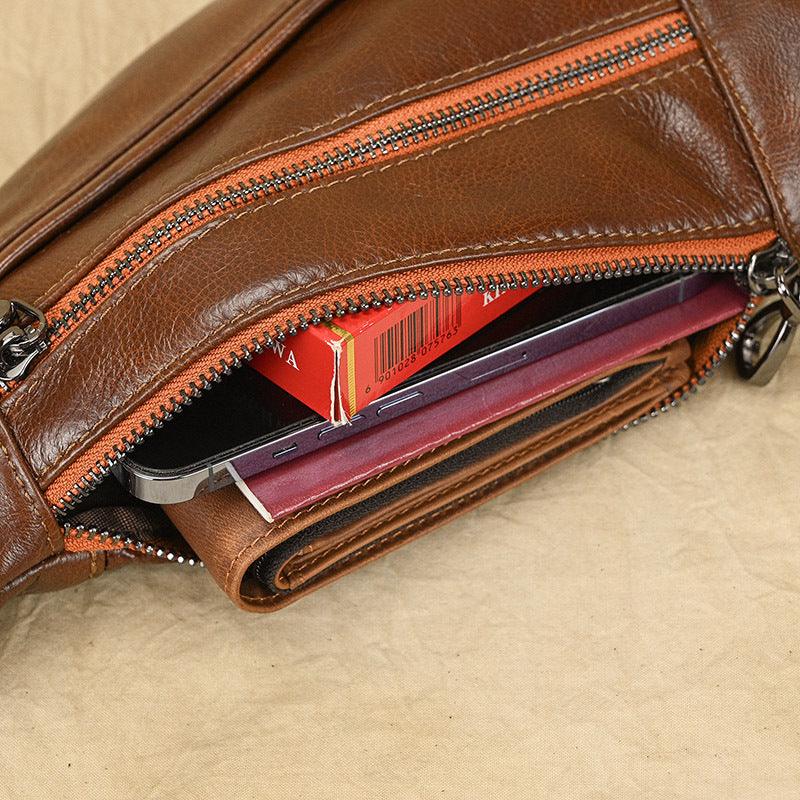 Men's Fashion Chest Bag Genuine Leather Shoulder - Trendha
