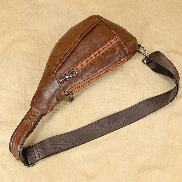 Men's Fashion Chest Bag Genuine Leather Shoulder - Trendha
