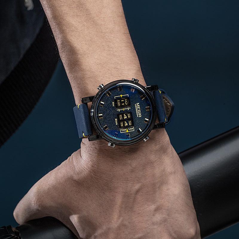 Men's Fashion Featured Sports Business Leather Quartz Watch - Trendha